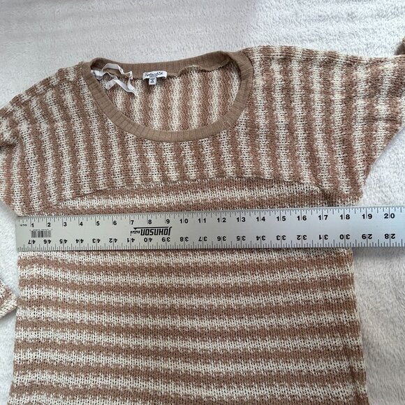 Splendid Womens Medium Brown Cream Striped Knitted Sweater Pullover Lightweight - Picture 7 of 8